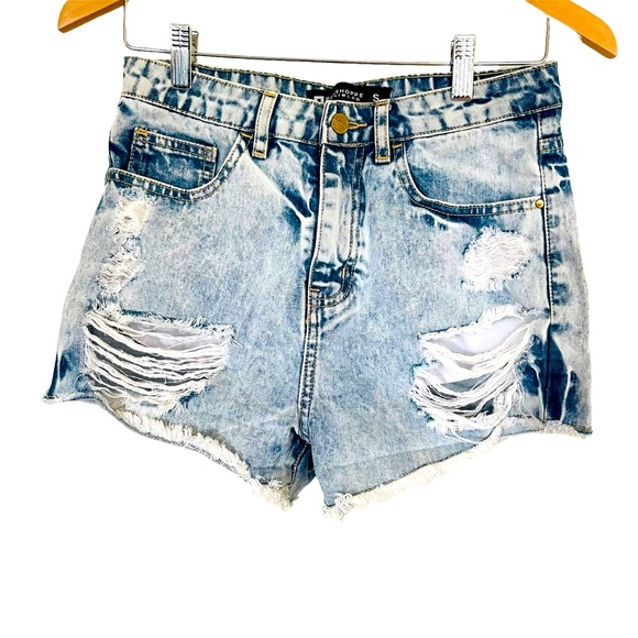 PENSHOPPE Denimlab Distressed light wash denim Jean Shorts S - Picture 1 of 6
